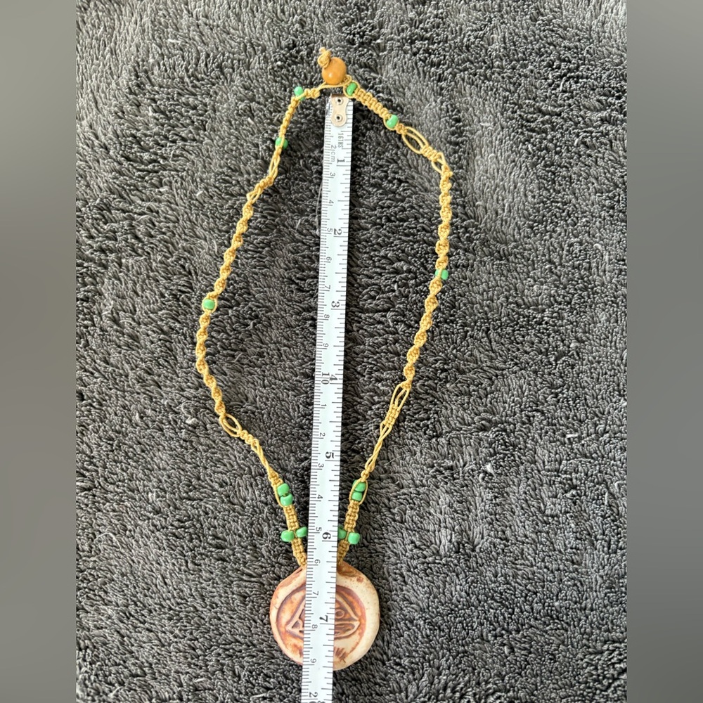 Macrame and clay necklace